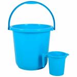 Regalo Plastic Bucket With Mug, Blue, 16 L (1 Bucket with 1 Mug)