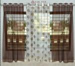 Vjk Fab Tissue Net Zigzag Tree Design Curtains For Window, Door, Poojaroom, Drawing Room, Bedroom (VJK-TSTREE-COFFEE 1 PLAIN 2-SETOF3-9) 4x9 feet (Pack Of 3) , Coffee