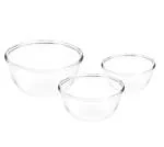 Treo by Milton Glass Mixing Bowls Without Lid | Microwave Safe & Dishwasher Safe | Food Safe | Scratch Resistant | Transparent, Set of 3 (500 Ml, 1000 Ml, 1500 Ml, Transparent)