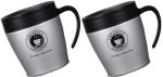 Baskety 330ml Travel Coffee Mug - Stainless Steel & Vacuum Insulated - Sliding Lid for Splash-Proof (Grey, Pack of 2)