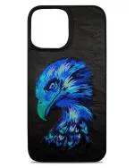 TREEMODA Nimmy Eagle Black Leather Case with Embroidery Anti-Slip Scratch Resistant Protective Cover for Iphone 13 Pro.