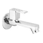 WATERMAN Cube Long Body Bib Cock Tap Faucet With Brass Wall Flange Pack Of 1 Chrome Finish Wall Mounted Installation Water Taps For Kitchen Bathroom Toilet