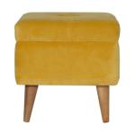 ARTISAN FURNITURE Mustard Velvet Storage Footstool 36x36x37 cm.