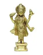 P.J. HANDICRAFTS Brass Statue of Dhanvantari Idol of Ayurveda, Brass Lord Vishnu Avtar, for Home Decor Idol for Mandir Puja -Yellow, (Wt-350GMS)