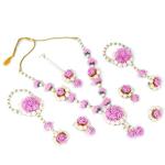 HASTSHILP Home Handmade Haldi, Mehndi Jewellery set for Haldi, Baby Shower, Mehndi, Godbharai Set For Women/Girls. Floral Jewellery Set, Jewellery Gift (Pink & Orange)