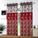 Maruti Furnishing Self Design Printed Room Darkening Curtains For Living Room Hall Office (Maroon) - Size: 4*7 Feet - Pack Of 1