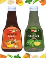 Add me Pudina Chutney 390g, sonth Chutney 450g Classic Indian red and green chutney Sauce Combo Pack