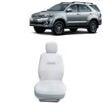 Kingsway Towel Fabric Car Seat Covers for Toyota Fortuner, 2008 - 2017 Model, Material: 100% Cotton, Color : White, Complete Set of All Seats (Car Specific Front + Rear Seat Covers)