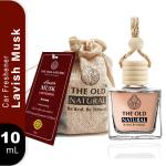 The Old Natural Car Freshener with Essential Oils Fragrance in Glass bottle with Wooden Diffuser Lid | Car Perfume 10ml (Lavish Musk Car Perfume- Pack of 1, 10ml)