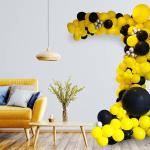 RG Accessories Black, Silver, Yellow Solid Decoration Balloon For Birthday Anniversary Party (Pack Of 50)