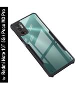 Bluvver Redmi Note 10T, Redmi Note 10T 5G, Poco M3 Pro, Poco M3 Pro 5G Transparent Black Bumper Plastic Hybrid Crystal Clear Camera Protect Airbag Design All Side 360 Degree Protection Back Cover