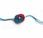 My Little Princess Handmade Blue, Magenta Silk Round Rakhi Set for Men, Boys