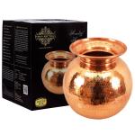 Indian Art Villa Pure Copper Matka Water Pot Container with Lid, 13.4 L