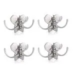 Quistal Butterfly Hook - 4 PIN Swivel Cloth Hanger Wall Hooks for Hanging Key, Clothes, Towel, Bag, Robe Hooks (Silver) (Pack of 4)