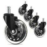 Volo Black Polyurethane and Steel Office Chair Wheels Replacement Rubber Chair Casters for Hardwood Floors and Carpet (2 inch) Pack of 5