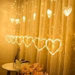 Dripping Colors 12 Love Heart Yellow Copper Curtain Lights 3 x 1 m
