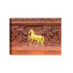 SHASWAT ART Beautiful Painting of Golden Horse Canvas Painting with Wooden Box Frame for Living Room, Bed Room, Office, Hotels (46cm x 61cm)