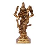 Kalarambh Bharat Haat Yellow Brass Kartikeya Murgan Idol Handicraft Art 4.83 x 3.81 x 10.92 cm