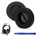 Crysendo Black Leather Ear Pad Covers For Redgear Comet 7.1