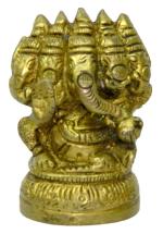 Kalarambh Brass Panchmukhi Ganesha/Ganesh/Ganpati Idol Murti Statue for Home Pooja Puja Mandir Decor Collectible Handicraft Art, Yellow, 1.5 x 1 x 2.5 Inch (L x W x H)