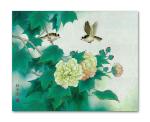 Tamatina Multicolor Oriental Art Chinese Gongbi Bird Nature Art Canvas Painting - 36X30 Inch