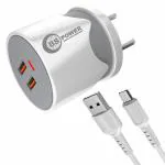 IVON Bullet Charger 3.4 A | 18 W Fast Charger, LED Indication, Dual USB Port Adapter with 1 Meter Micro USB Data Cable for All Mobile Phones, Tablets and Gadgets