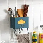 Svk Dream Self Adhesive Wall Mounted Kitchen Cutlery Spoon Fork Knife Chopstick Holder Organizer Stand , Plastic, Random Color, 1Pc.