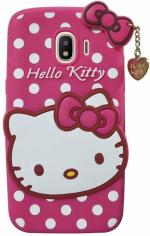 BINTAGE Back Cover for Kitty Samsung J2 Core (Pink, Waterproof, Silicon, Pack of: 1)