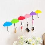 TVAT 6 PCS Colorful Umbrella Wall Rack,Keys Wall Hooks Small Decorative Home Decor Wall Hook