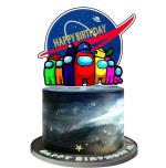 Festiko Among Birthday Cake Topper For Gamers Video Game Theme Birthday Party Decoration Supply