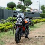 ZANA KTM ADV COMBO OFFER- CRASH GUARD WITH SLIDER TEXTURE MATT BLACK KTM 250/390 / 390 X ADV -REAR PADDOCK SPOOLS WITH SWING ARM PROTECTOR SILVER -FRONT FORK SLIDERS ADVENTURE 250/390 / 390 X- NEW AND BIG GPS MOUNT KTM ADVENTURE 390/390 X