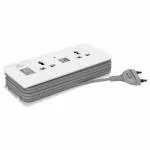 Polycab Multifunctional Power Strip With 2 Three Prong Outlets And 2 USB Charging Ports - White