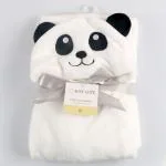 BRANDONN White Panda Newborn Hooded Wrapper Baby Blanket 0-6 M (82 cm x 80 cm)
