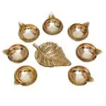K T Handicrafts Hut Gold Metal Kuber Deep Diwali Pooja Item (Set Of 8)