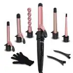 AGARO HS1707 6-in-1 Multi Hair Styler, Curling Wand Set, Instant Heat Up, 6 Interchangeable Barrels, Tourmaline Infused Ceramic Coated Barrel, Adjustable Temperature Settings, Black & Rose gold