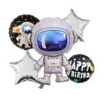 SPECIALYOU.IN Birthday decoration item for Astronaut Space theme foil balloon with Printed round foil balloon and Silver star foil balloon for girls boys and kids party decor Item pack of 5 Items