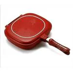 SHREVI Double Sided Ceramic Coated, Magic Pan Gas Fryer Pan, Flip Pan, Dishwasher Safe, (Jumbo Squared) 28 cm Strong Magnetic Handles, Silicone Gasket, Smart Oil Tray