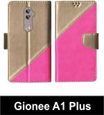 Sbms Gionee A1 Plus Pink Artificial Leather Shock Proof Flip Cover