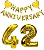Festiko Gold Happy 42 Anniversary Combo Balloon Banner, 42Th Anniversary Party Decorations, Perfect For 42Th Wedding Anniversary Party Decorations Supplies