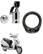 QiisX Heavy Duty Disc Brake Lock Anti Theft Security Lock with Helmet Lock Premium Black Heavy Number Lock for Honda Activa 6G