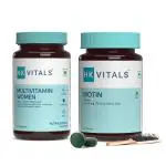 HealthKart HK Vitals Biotin 10000 mcg, for Hair, Skin & Nails Health, 90 Biotin Tablets and Multivitamin for Women with Ginseng Extract, Taurine and Multiminerals, 60 Multivitamin Tablets (Combo Pack)