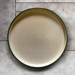 NABI Ceramic Handmade Pizza Platter Satin Matte with Peacock green Rim Set of 3