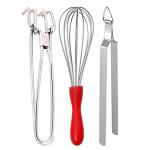 DreamBasket Stainless Steel Pakkad & Egg Whisk & Roti Chimta for Kitchen