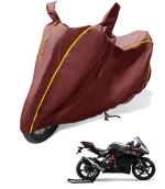 MOCKHE Waterproof Bike Cover Compatible with TVS Apache RR 310, Coated, Mirror Pocket, Belt Buckle Maroon