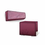 The Furnishing Tree Maroon No50 PVC Checkered Indoor And Outdoor AC Cover Set For 1 Ton Daikin FTHT35 24.1 X 82.5 Cm (Pack Of 2)