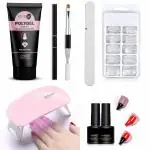 Coslifestore Polygel Nail Extension Kit Beginners Kit With Mini UV Lamp One Polygel Tubes 30 ml, Top Coat Base Coat, 100 Polygel Moulds Buffer Polygel Tool With Slice And Brush