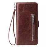 Trounce Zipper Series Faux Leather Brown Wallet Flip Case Mobile Cover For Apple iPhone 13