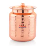 Ebun Hammered Ghee Pot with Spoon | Copper Coated Stainless Steel Ghee Container for Kitchen | Premium Oil Container with Lid for Pooja Items 250 Ml