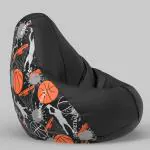 ComfyBean Bag with Beans Filled 3XL- Official: Jack & Mayers Bean Bags - For Young Adults - Max User Height : 5-5.8 Ft.-Weight : 60-70 Kgs(Model: Printed-Basketball - H - Black)