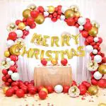 RG Accessories Red, Gold, White Solid Christmas Decoration Balloons Combo (Pack Of 50)